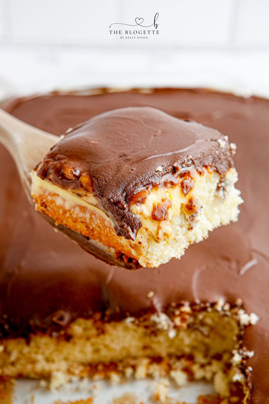 From-scratch Boston Cream Poke Cake